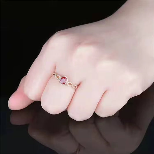 18k Rose Gold Pigeon Blood Red Ruby Gemstone Engagement Ring