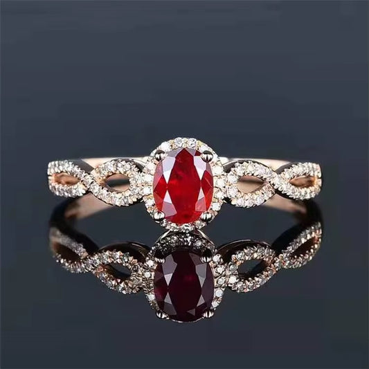 18k Rose Gold Pigeon Blood Red Ruby Gemstone Engagement Ring